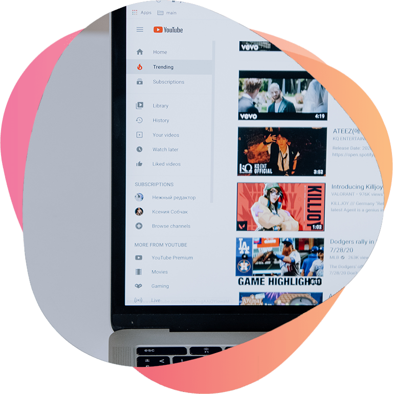 YouTube trending page on a laptop screen
